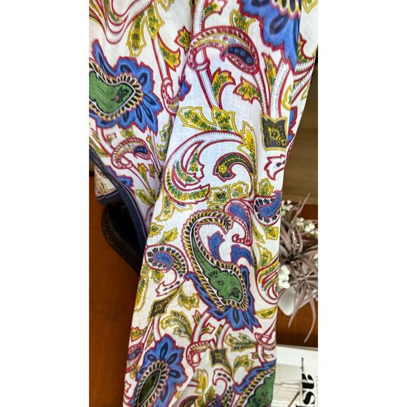 Vintage Boho Paisley Scarf 71” x 26.6” Long Cotton Wrap Floral Print Blue/Multi - Picture 4 of 4